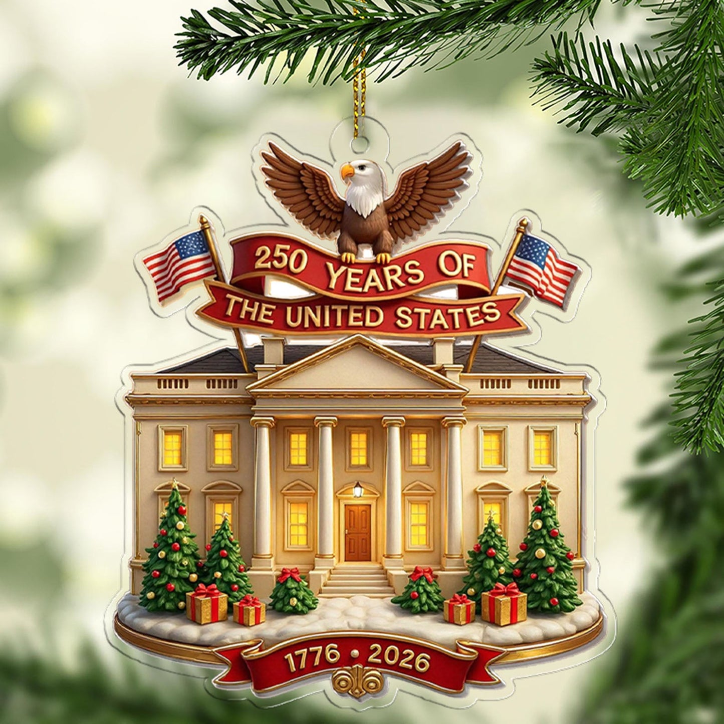 250 Years of America Acrylic Ornament | 250th Anniversary 1776–2026 | Patriotic 4th of July Ornament 683277